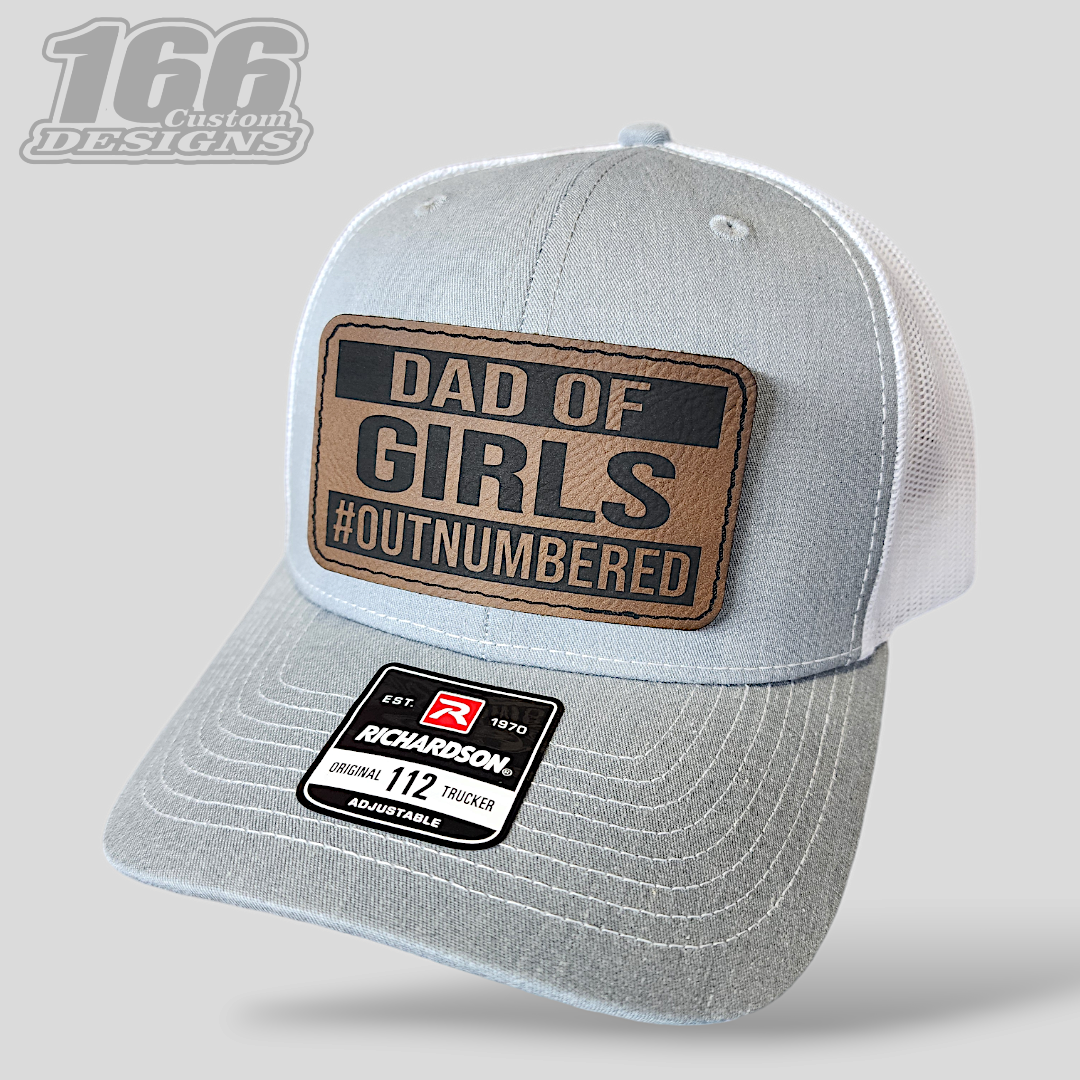 "DAD OF GIRLS #OUTNUMBERED" Leather Patch Hat