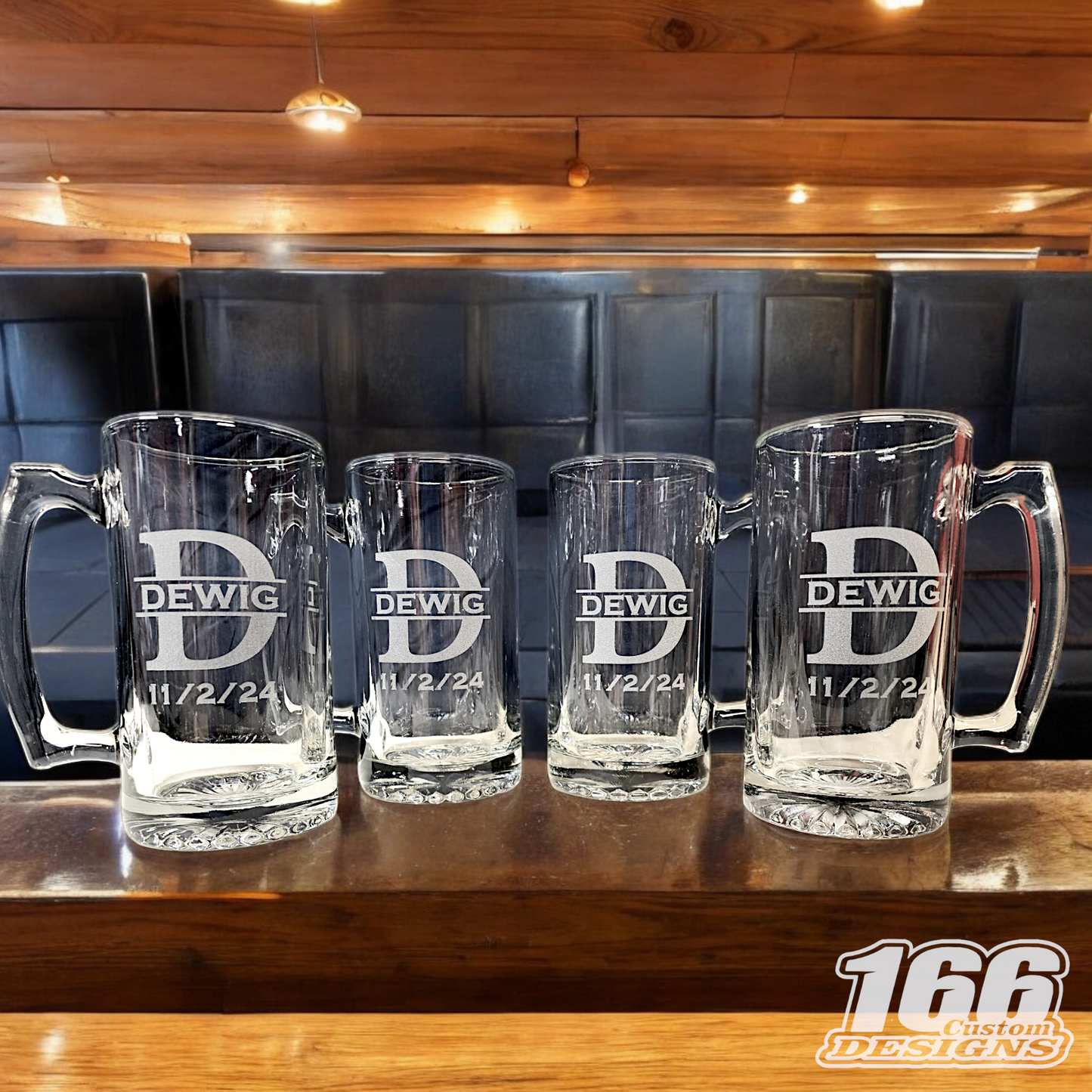 Engraved Groomsmen 26.5oz Glass Wedding Mugs